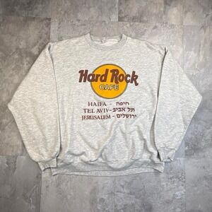 Vintage gray hard rock cafe crewneck sweater cropped and boxy fit large